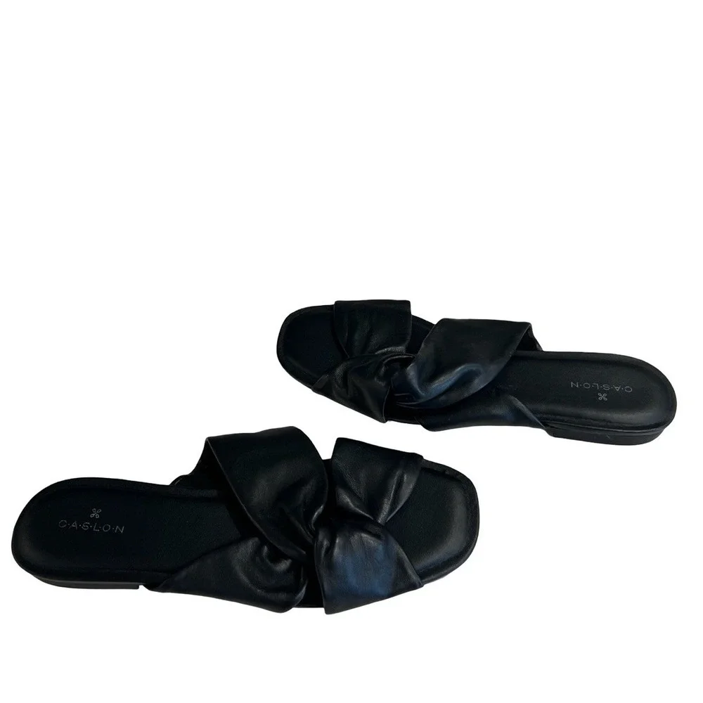 CASLON CANARI LEATHER‎ SLIDE SANDALS BLACK SIZE 8.5 New